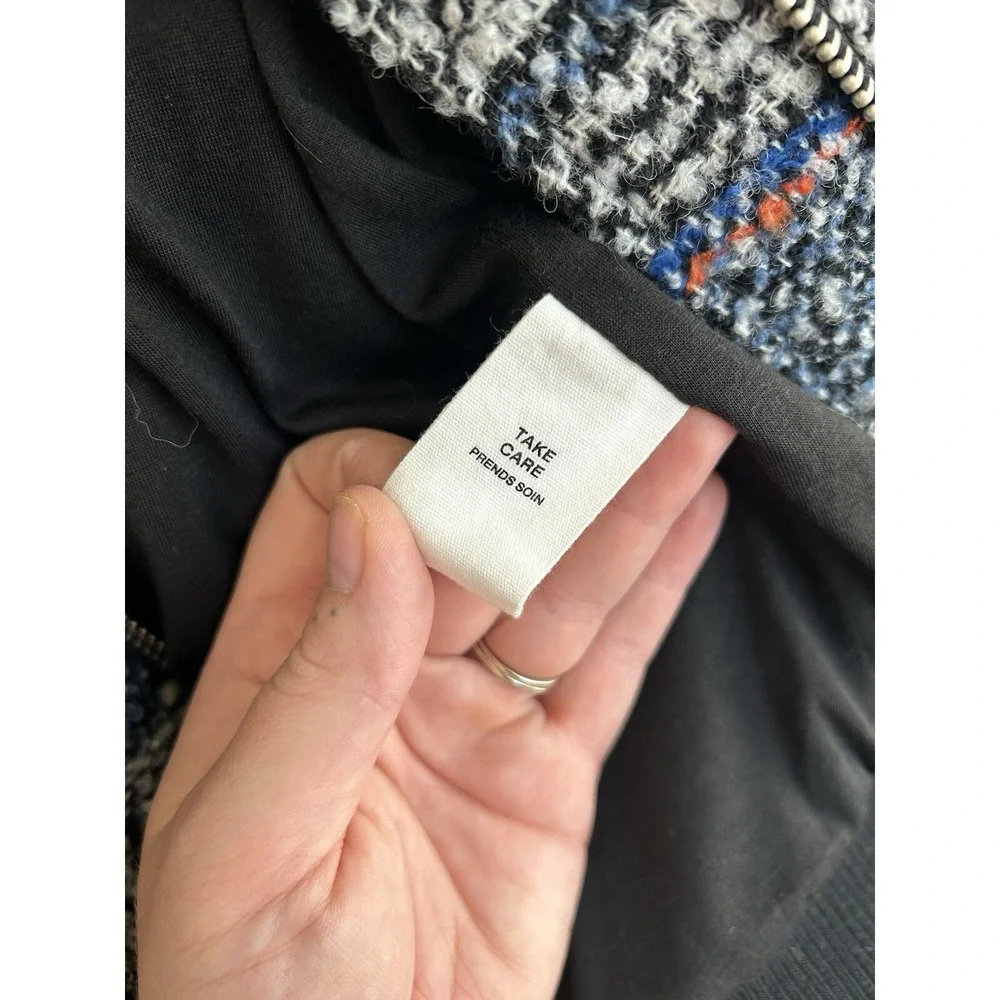 Avec les Filles Plaid Tweed Bomber Jacket M‎ Wool Grandpa Grunge Academia